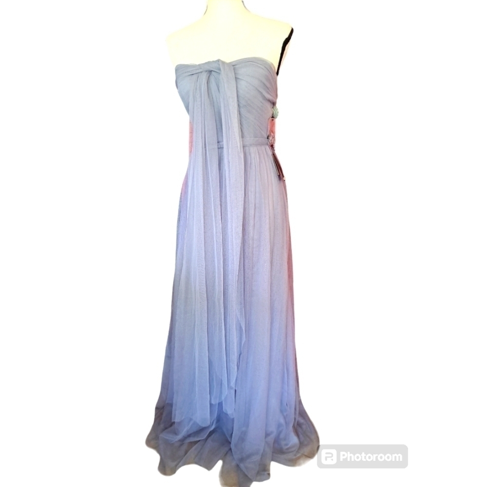 Adrianna papell infinity formal dress 6 light slate gray nwt